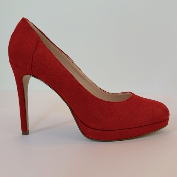 Nine West Red Suede Leather Platform Pumps - Picture 1 of 8